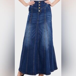CHARTOU Button-Fly Packaged Hip A-Line Maxi Long Denim Skirt Xl worn once